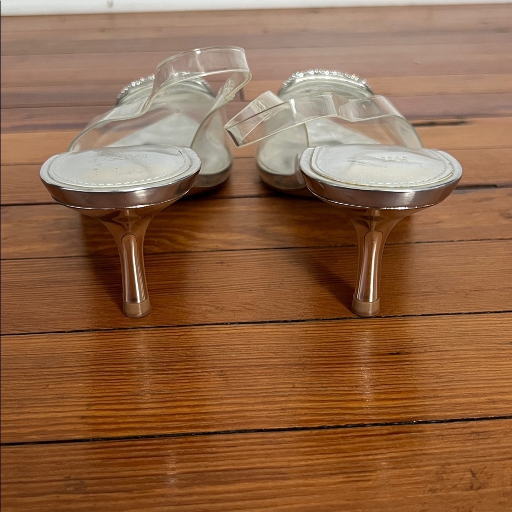 Mango Clear PVC Slingback Heels with Silver Accents - Picture 9 of 13